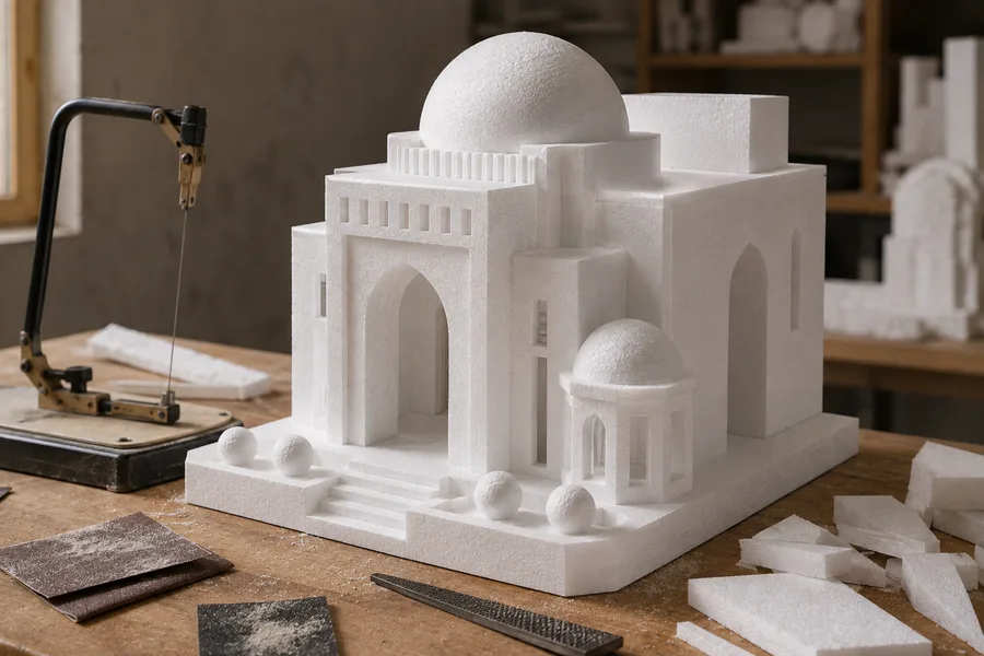 Detailed architectural model carved from EPS foam