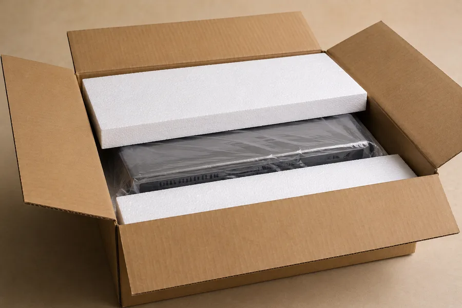 EPS foam packaging protecting fragile electronics in shipping